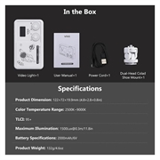 Vrig FD-98 Dobbel farge LED-fyllelys - 2500K-9000K