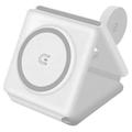 W-126 3-i-1 sammenleggbar trådløs ladestasjon - hvit