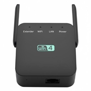 WD-611U 300 Mbps WiFi-forlenger med doble antenner - EU-plugg - Svart