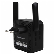 WD-611U 300 Mbps WiFi-forlenger med doble antenner - EU-plugg - Svart