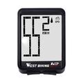 WEST BIKING MTB landeveissykkeldatamaskin med bakgrunnsbelysning Vanntett trådløs multifunksjonell sykkelhastighetsmåler - Svart