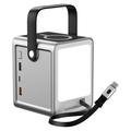 WIWU PS300 50000mAh trådløs powerbank - 100W PD, USB-C-kabel, LED-lys - sølv