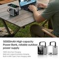 WIWU PS300 50000mAh trådløs powerbank - 100W PD, USB-C-kabel, LED-lys - sølv