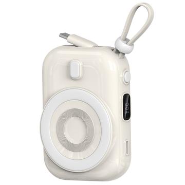 WIWU Wi-P041 Liten sneglemagnetisk trådløs strømbank med USB-C-kabel - 15W/9600mAh - Hvit