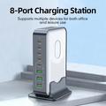 WLX-F8B GaN 8-porters stasjonær ladestasjon for bærbare datamaskiner, nettbrett og telefoner - 200 W
