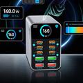 WLX-G2 165W GaN-ladestasjon for skrivebord - 140W PD, 10 porter USB-C og USB-A