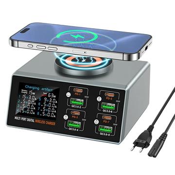 WLX-X9S 9-i-1 stasjonær ladestasjon - 140W, USB-C, USB-A og trådløs lading