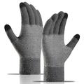 WM 1 par unisex strikkede varme hansker med berøringsskjerm Stretchy votter med strikkfôr - grå