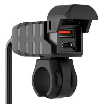 WUPP CS-2100A1 USB-A og Type-C hurtiglader for motorsykkel med to porter og LED-voltmåler