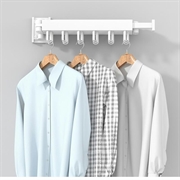 Veggmontert klesstativ / tørkestativ i aluminium - sammenleggbart, 1 seksjon - Hvit