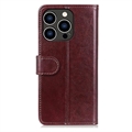 iPhone 15 Pro Lommebok-deksel med Magnetisk Lukning - Brun