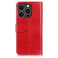 iPhone 15 Pro Lommebok-deksel med Magnetisk Lukning - Rød