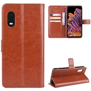 Samsung Galaxy Xcover Pro Lommebok-deksel med Magnetisk Lukning - Brun