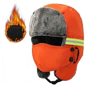 Varm vinterlue med refleksstriper og ansiktsmaske