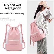 Vanntett baderyggsekk med skille mellom tørr og våt del til stranden - rosa