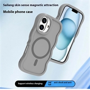 iPhone 16 Bølgekant magnetisk hybrid-deksel - Grå