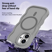 iPhone 16 Bølgekant magnetisk hybrid-deksel - Grå