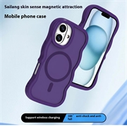 iPhone 16 Plus Bølgekant magnetisk hybrid-deksel - Lilla
