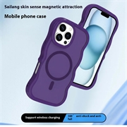 iPhone 16 Bølgekant magnetisk hybrid-deksel - Lilla