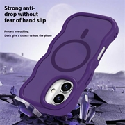 iPhone 16 Bølgekant magnetisk hybrid-deksel - Lilla