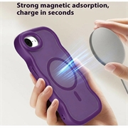 iPhone 16e Bølgekant magnetisk hybrid-deksel - Lilla