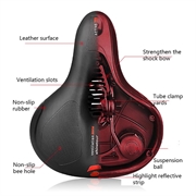 Aktiv reflekterende ergonomisk sykkelsadel med fjæringskule - rød / svart