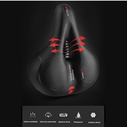 Aktiv reflekterende ergonomisk sykkelsadel med fjæringskule - rød / svart