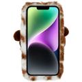 3D Plush Furry Winter iPhone 14 Plus TPU-deksel - Brun Corgi