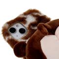 3D Plush Furry Winter iPhone 14 Plus TPU-deksel - Brun Corgi