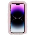 3D Plush Furry Winter iPhone 14 Pro Max TPU-deksel - Rosa Blomst