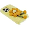 3D Plush Furry Winter iPhone 14 Pro Max TPU-deksel - Gul Blomst