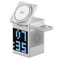 WiWU W043 5-i-1 trådløs lader med RGB-pikselskjerm, Bluetooth-høyttaler - sølv