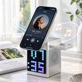 WiWU W043 5-i-1 trådløs lader med RGB-pikselskjerm, Bluetooth-høyttaler - sølv