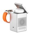 WiWU W043 5-i-1 trådløs lader med RGB-pikselskjerm, Bluetooth-høyttaler - sølv