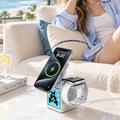WiWU W043 5-i-1 trådløs lader med RGB-pikselskjerm, Bluetooth-høyttaler - sølv