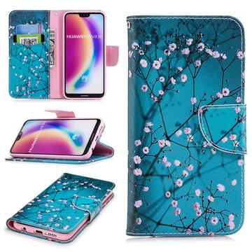 Huawei P20 Lite Wonder Series Lommebok-deksel - Hvit Blomster