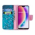 Huawei P20 Lite Wonder Series Lommebok-deksel - Hvit Blomster