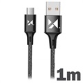 Wozinsky Data & Ladekabel - USB-A/MicroUSB - 1m (Åpen Emballasje - Tilfredsstillende) - Svart