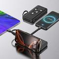 Wozinsky W11-W 10000mAh powerbank med 4 kabler, telefonstativ og LED-lommelykt - svart
