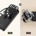 Wozinsky W11-W 10000mAh powerbank med 4 kabler, telefonstativ og LED-lommelykt - svart