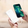 Wozinsky W11-W 10000mAh powerbank med 4 kabler, telefonstativ og LED-lommelykt - hvit