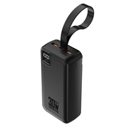 Wozinsky W8 30W powerbank 30000mAh med tre porter - svart
