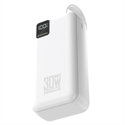 Wozinsky W8 30W powerbank 30000mAh med tre porter - hvit
