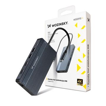 Wozinsky WDS03Y5S 14-i-1 USB-C-hub med støtte for tre skjermer - grå