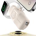 Wozinsky WF16-YLS 5000mAh Lightning Power Bank med innebygd USB-C-kabel og Apple Watch-lader - 15W - Beige