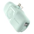 Wozinsky WF16-YLS 5000mAh Lightning Power Bank med innebygd USB-C-kabel og Apple Watch-lader - 15W - Grønn