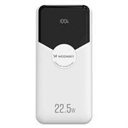 Wozinsky WFC-15W 20000mAh powerbank med Lightning- og USB-C-kabler - hvit