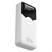 Wozinsky WFC-15W 20000mAh powerbank med Lightning- og USB-C-kabler - hvit