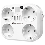 Wozinsky WRS-2B stikkontakt med nattlys - 4x vekselstrøm, 2x USB-A, 1x USB-C - hvit