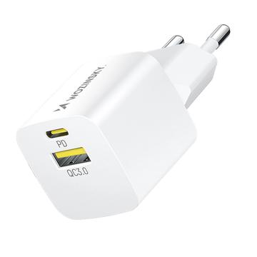 Wozinsky WWCEAC 33W GaN-vegglader med to porter - USB-A, USB-C - Hvit